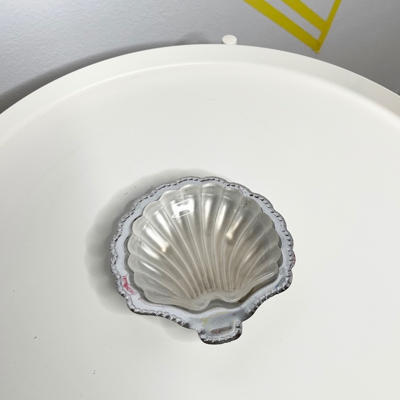 Sea Shell Silver Dish with Glass Insert - Picture 1 of 3
